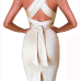 Charismatic Spaghetti Strap Sleeveless Bandage Khaki Blending Sheath Knee Length Dress