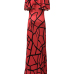 Charming Bateau Neck Short Sleeves Falbala Design Red Milk Fiber Sheath Ankle Length Dress