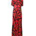 Charming Bateau Neck Short Sleeves Falbala Design Red Milk Fiber Sheath Ankle Length Dress