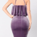 Charming Halter Neck Sleeveless Flouncing Design Purple Velvet Sheath Knee Length Dress