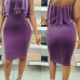 Charming Halter Neck Sleeveless Flouncing Design Purple Velvet Sheath Knee Length Dress