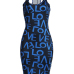 Charming U-shaped Neck Sleeveless Printed Blue Qmilch Sheath Knee Length Dress