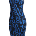 Charming U-shaped Neck Sleeveless Printed Blue Qmilch Sheath Knee Length Dress