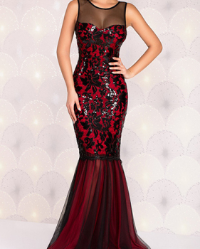 Elegant Round Neck Sleeveless Gauze Patchwork Red Sheath Floor Length Dress