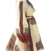 Ethnic Style Round Neck Long Sleeves Totem Printed White Polyester Mini Dress