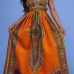 Ethnic Style V Neck Totem Printed Orange Milk Fiber Sheath Ankle Length Dress