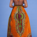 Ethnic Style V Neck Totem Printed Orange Milk Fiber Sheath Ankle Length Dress