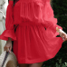 Euramerican Dew Shoulder Half Sleeves Red Cotton Blend Mini Dress