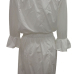 Euramerican Dew Shoulder Half Sleeves White Cotton Blend Mini Dress