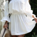 Euramerican Dew Shoulder Half Sleeves White Cotton Blend Mini Dress