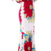 Euramerican Dew Shoulder Printed White Milk Fiber Mermaid Floor Length Dress