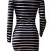 Euramerican Dew Shoulder Striped Milk Fiber Sheath Mini Dress