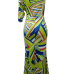 Euramerican Printed Milk Fiber Sheath Floor length Dress