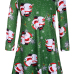 Euramerican Round Neck Long Sleeves Christmas Theme Printed Green Polyester Knee Length Dress