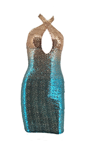 Euramerican  Sequined Decorative Sheath Knee Length Dress