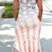 Euramerican U-shaped Neck Sleeveless National Flag Printed Qmilch Sheath Mid Calf Dress