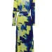 Euramerican V Neck Long Sleeves Graffiti Printing Healthy Fabric Floor length Dress