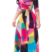 Euramerican V Neck Three Quarter Sleeves Digital Printing Healthy Fabric Floor Length Dress