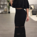 Fashion Dew Shoulder Falbala Design Black Polyester Sheath Floor length Dress