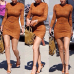 Fashion O Neck Long Sleeves Brown Sheath Mini Womens Dress