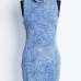 Fashion O Neck Tank Sleeveless Blue Denim Sheath Mini Dress