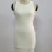 Fashion O Neck Tank Sleeveless White Blending Sheath Knee Length Dress