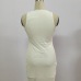 Fashion O Neck Tank Sleeveless White Blending Sheath Knee Length Dress