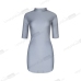 Fashion Turtleneck Short Sleeves Asymmetrical Grey Spandex Sheath Mini Dress