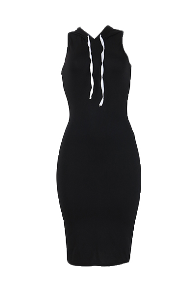 Leisure Black Milk Fiber Sheath Knee Length Dress