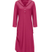 Leisure Hooded Collar Asymmetrical Carmine Cotton Mid Calf Dress