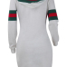 Leisure Hooded Collar Striped Patchwork White Cotton Blend Knee Length Dress