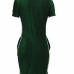 Leisure Round Neck Patchwork Green Polyester Sheath Mini Dress