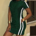 Leisure Round Neck Patchwork Green Polyester Sheath Mini Dress