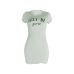 Leisure Round Neck Short Sleeves Broken Holes Light Green Polyester Mini Dress