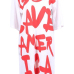 Leisure Round Neck Short Sleeves Letters Printing White Polyester Knee Length Dress