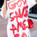 Leisure Round Neck Short Sleeves Letters Printing White Polyester Knee Length Dress