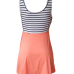 Leisure U-shaped Neck Tank Sleeveless Striped Patchwork Milk Fiber Mini Dress