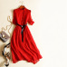 New boutique women's silk delivery belt circular collar mid-sleeve mulberry silk dress spring skirt #95042