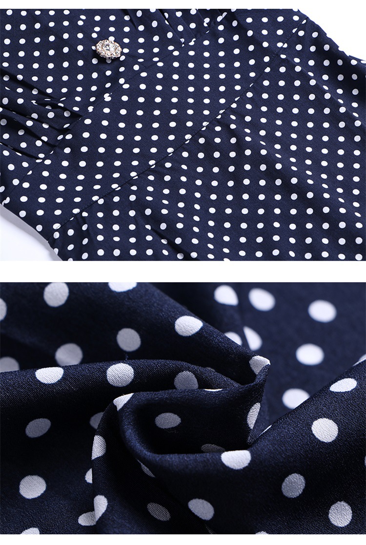 Original design women's 2019 spring new women's fashion lapel short-sleeved polka dot dress #94990