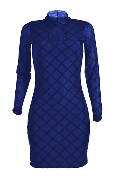 Polyester Sexy Mandarin Collar Long Sleeve Sheath Mini Dresses