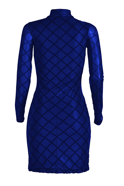 Polyester Sexy Mandarin Collar Long Sleeve Sheath Mini Dresses