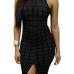 Polyester Sexy Mandarin Collar Sleeveless Sheath Knee Length Dresses