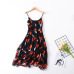 Printed silk halter dress summer high - end women's temperament silk silk train train full head MIDI skirt #95063