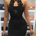 Sexy Backless Black Lace Sheath Mini Dress(Without Lining)