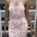 Sexy Backless Pink Lace Sheath Mini Dress(Without Lining)