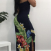 Sexy Backless Printed Twilled Satin Sheath Floor Length Dress