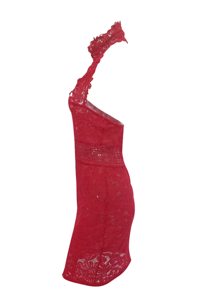 Sexy Backless Red Lace Sheath Mini Dress(Without Lining)