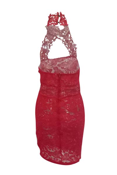 Sexy Backless Red Lace Sheath Mini Dress(Without Lining)