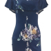 Sexy Bateau Neck Short Sleeves Floral Print Blue Qmilch Sheath Mini Dress