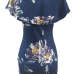 Sexy Bateau Neck Short Sleeves Floral Print Blue Qmilch Sheath Mini Dress